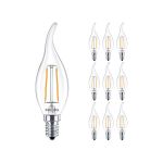 Confezione Multipack 10x Philips Corepro LEDcandle E14 Piegato-tip Filamento Chiara 2W 250lm - 827 Bianco Molto Caldo | Sostitutiva 25W