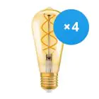 Confezione Multipack 4x Ledvance Vintage 1906 LED E27 Pera Oro 4W 300lm - 820 Bianco Molto Caldo | Dimmerabile - Sostitutiva 25W